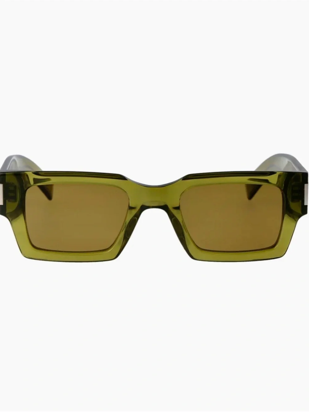 Saint Laurent Olive Green Transparent Frame Sunglasses
